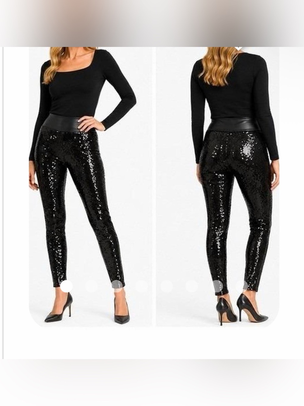 SPANX Black Sequin Faux leather High-Waist Skinny legging. $158 retail.